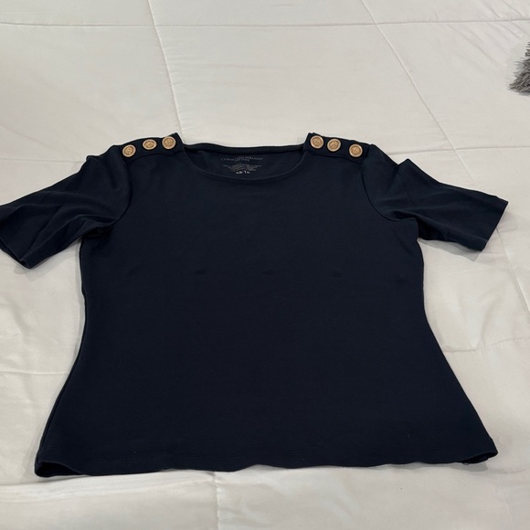 Christian Siriano Tops - Christian Siriano Midnight Blue Top with Button Accents